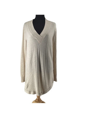 Part two cashmere wool long sleeve sweater v neck curved hem sz M